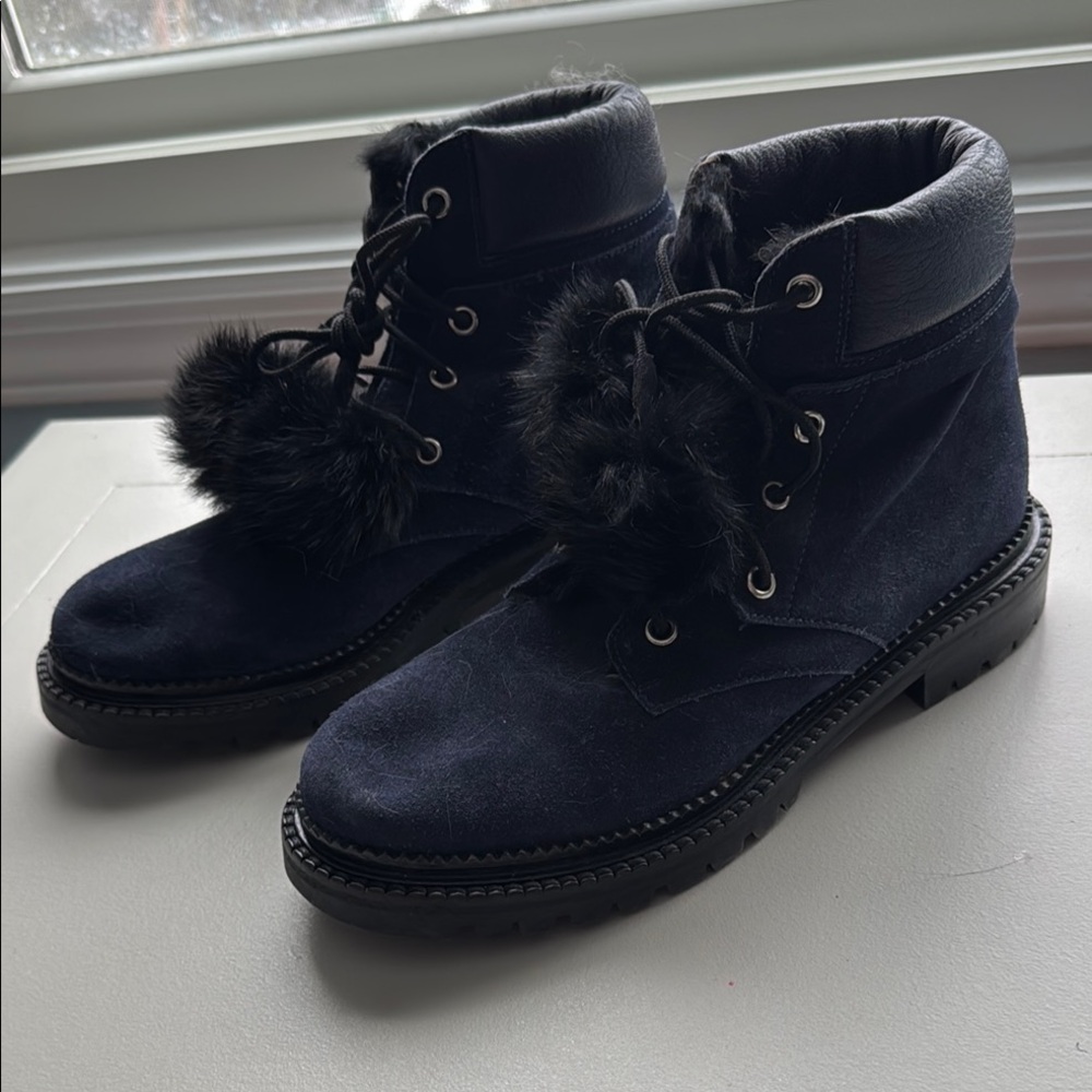 Elegant Black Lace-Up Suede Boots